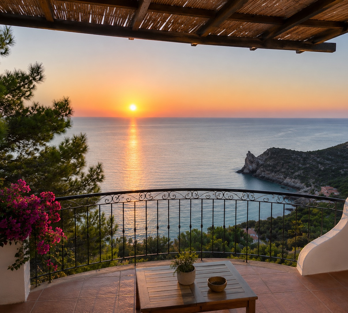Sunset from a private terrace